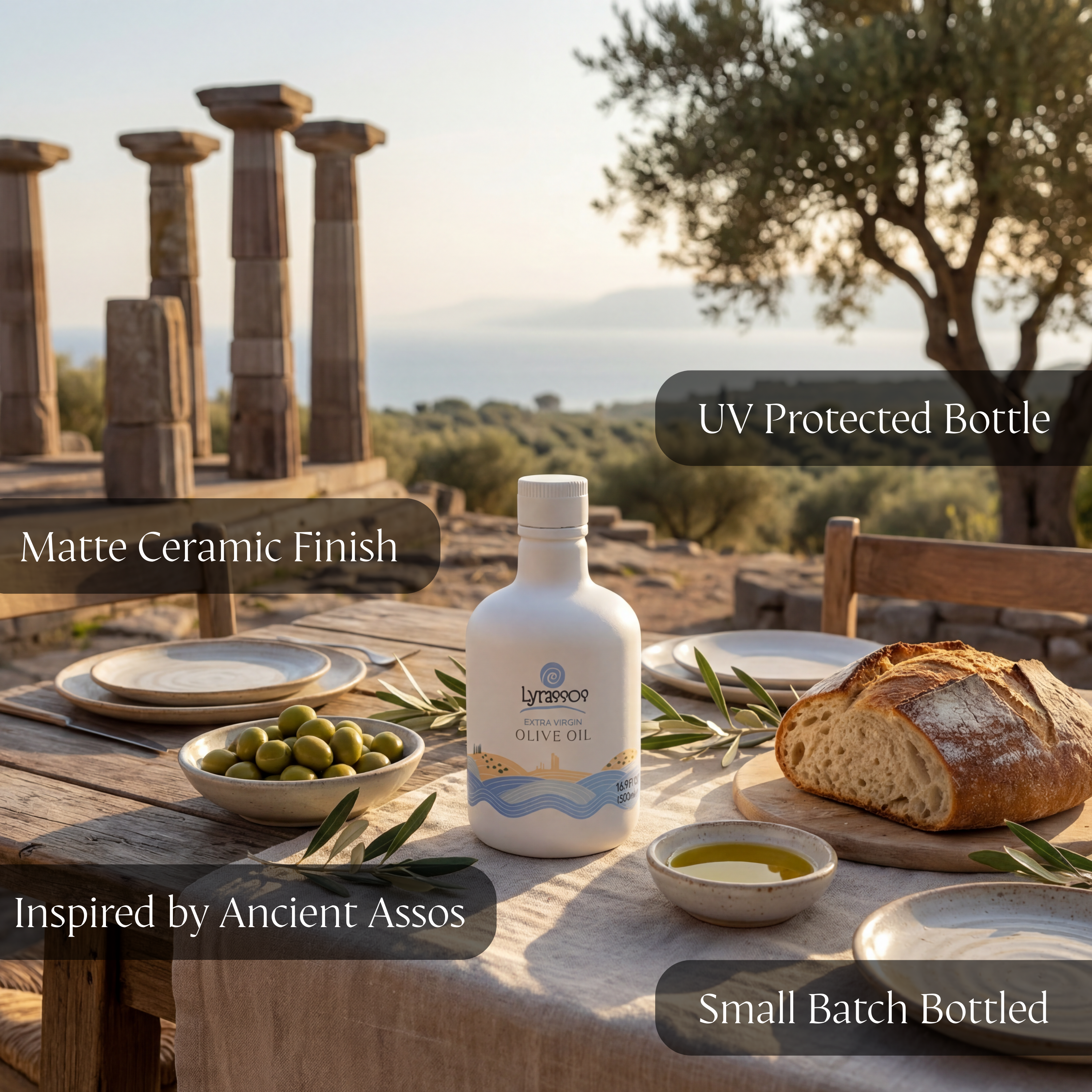 LYRASSOS Extra Virgin Olive Oil 500ml (16.9 fl oz) | High Polyphenol EVOO, Cold Pressed, Early Harvest, Rich Flavor